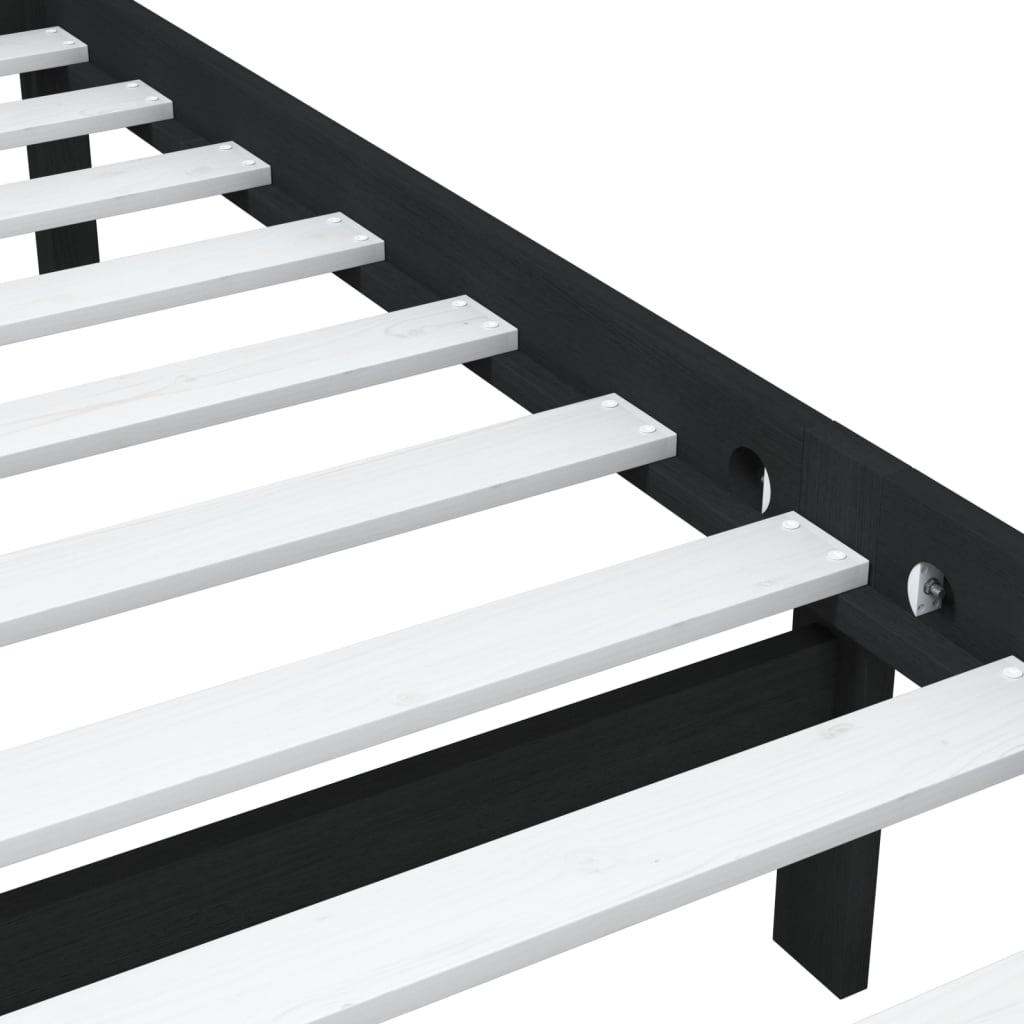vidaXL Bedframe massief hout zwart 75x190 cm
