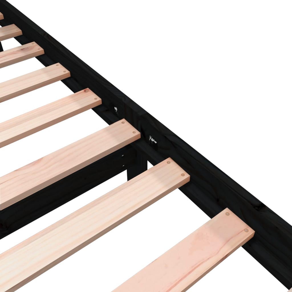 vidaXL Bed Frame Solid Pine Wood Black 75x190 cm