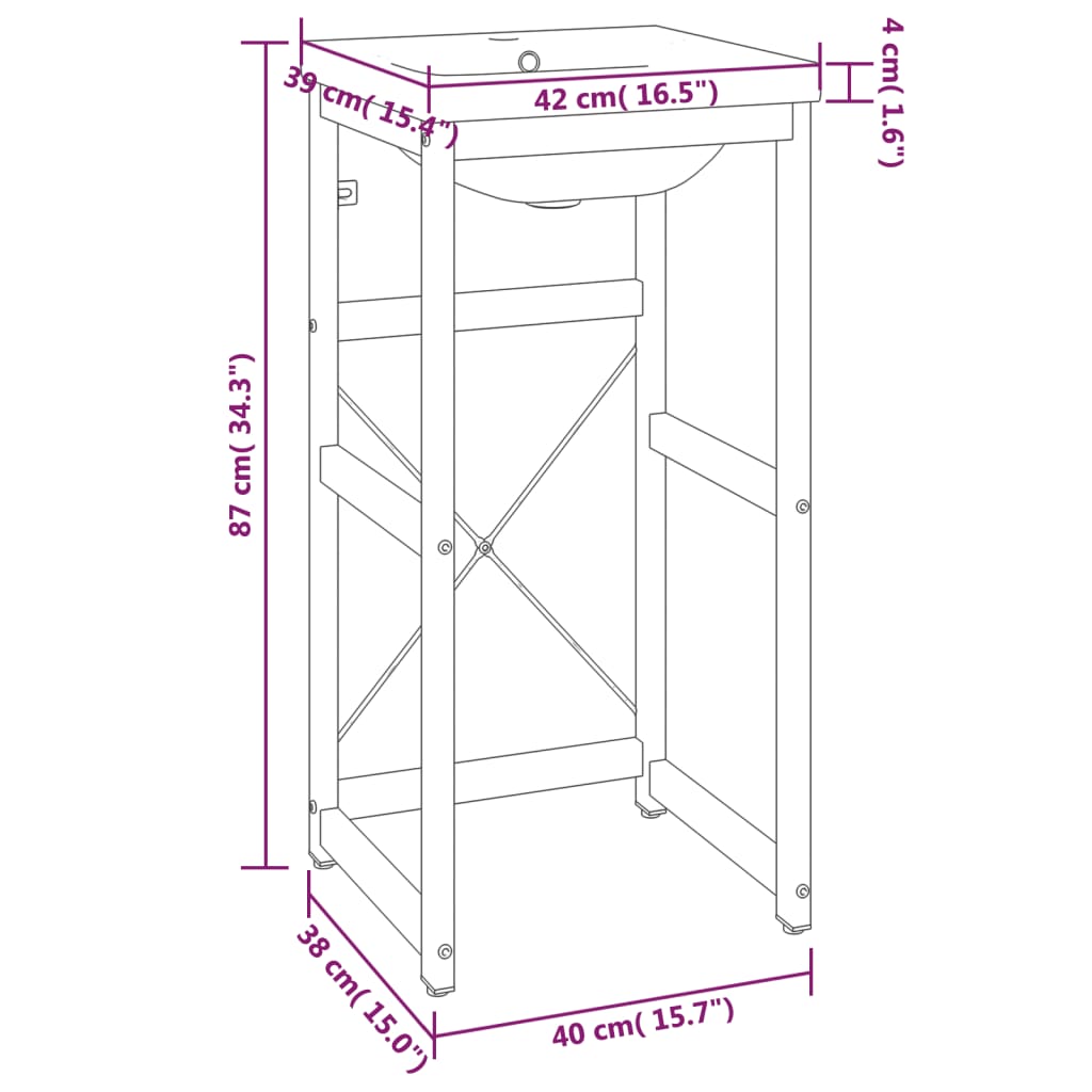 vidaXL Wastafelframe met inbouwwastafel ijzer wit