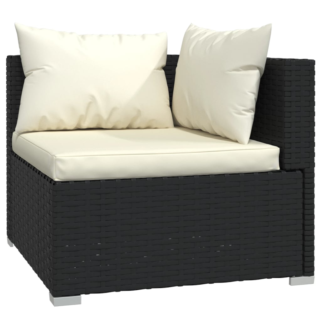 vidaXL Ensemble de salon 5 personnes avec coussins en poly rotin noir