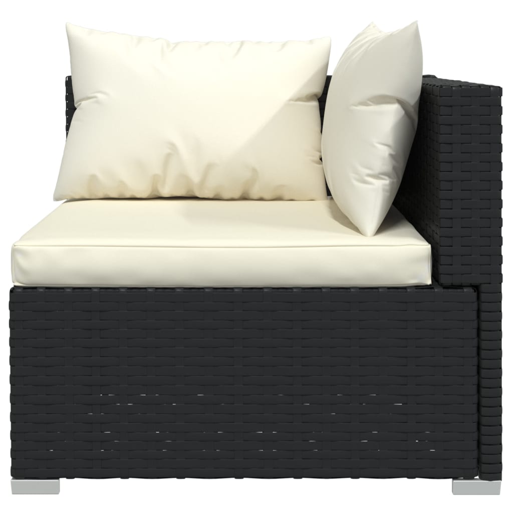 vidaXL Ensemble de salon 5 personnes avec coussins en poly rotin noir