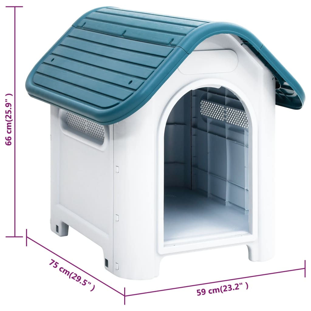 vidaXL Dog Kennel 59x75x66 cm polypropylene blue