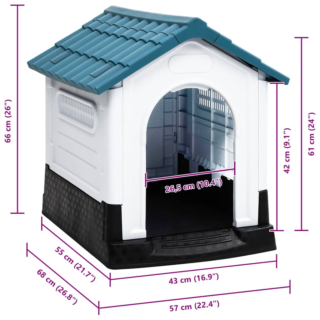 vidaXL Dog Kennel 57x68x66 cm polypropylene blue