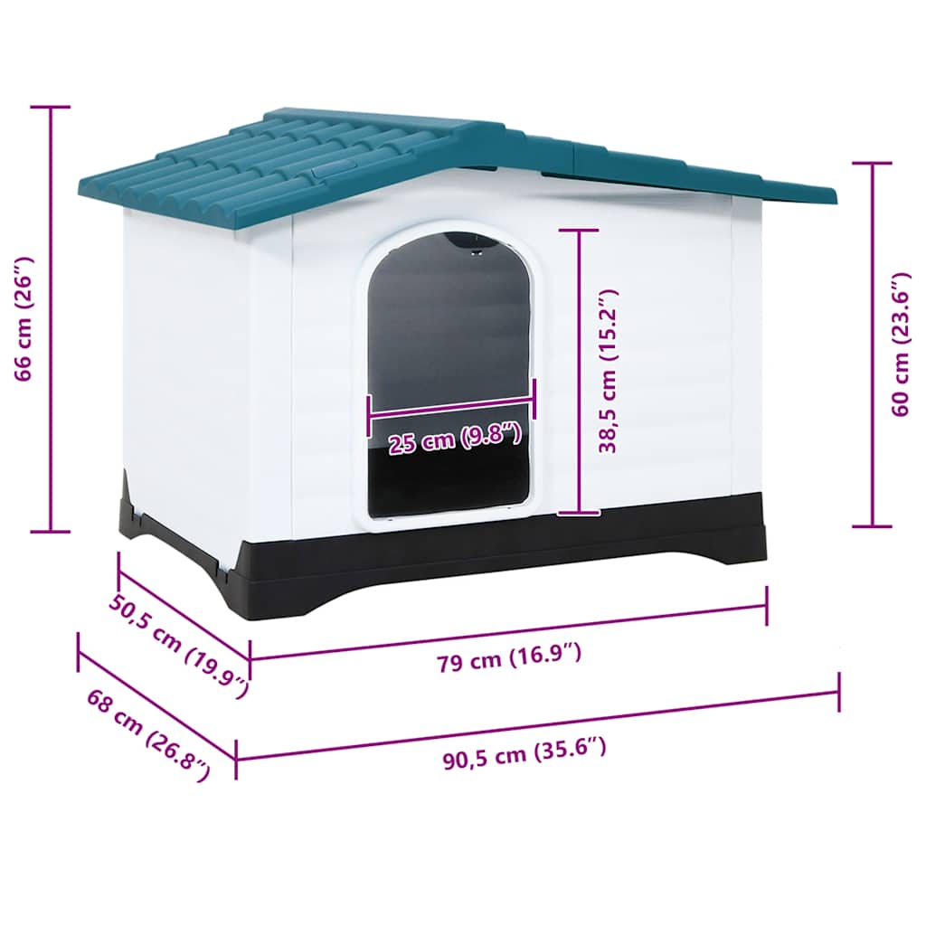 vidaXL Dog Kennel 90.5x68x66 cm polypropylene blue