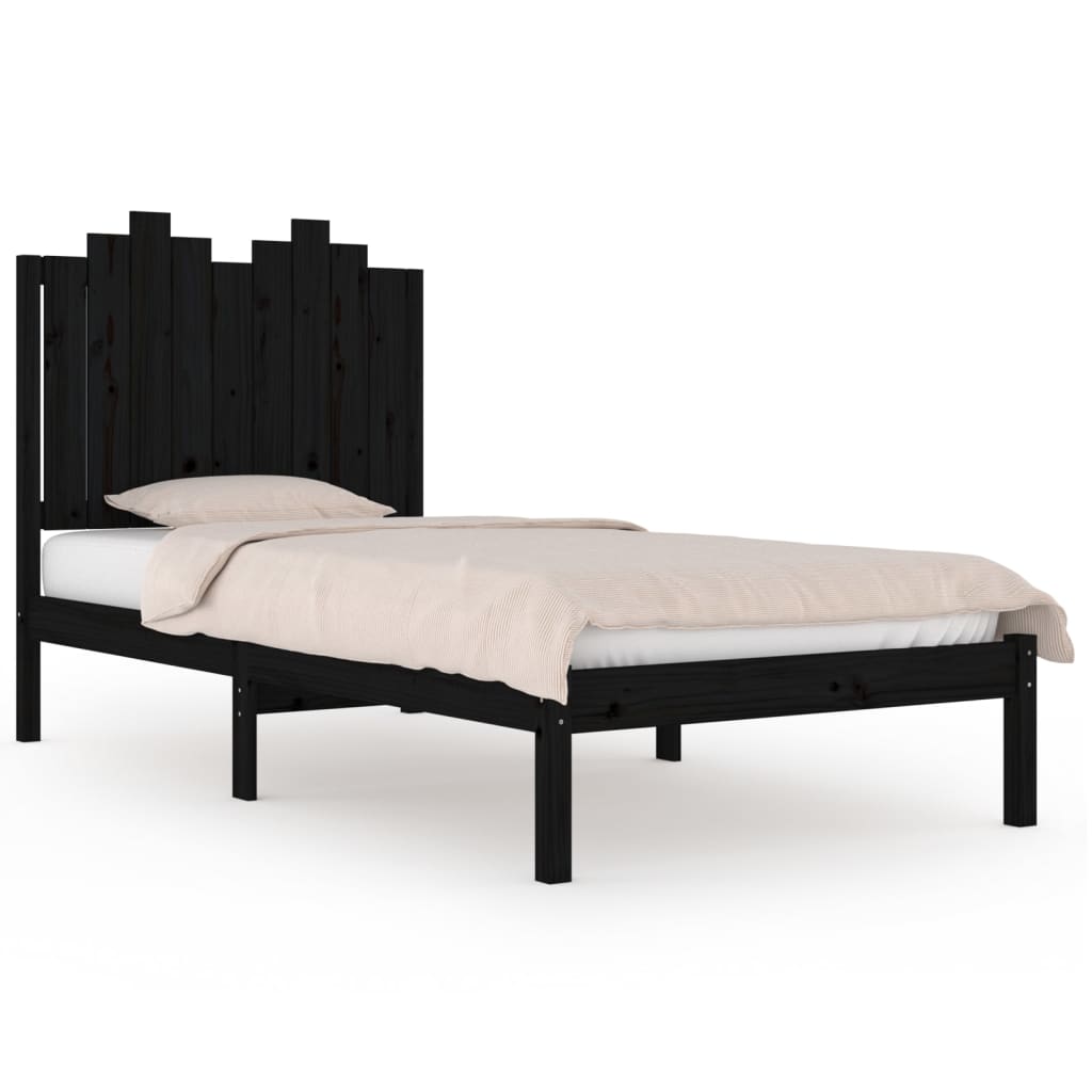 vidaXL Cadre de lit massif vert grenenhout noir 75x190 cm