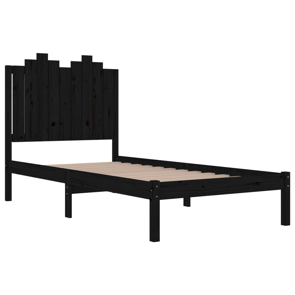 vidaXL Cadre de lit massif vert grenenhout noir 75x190 cm
