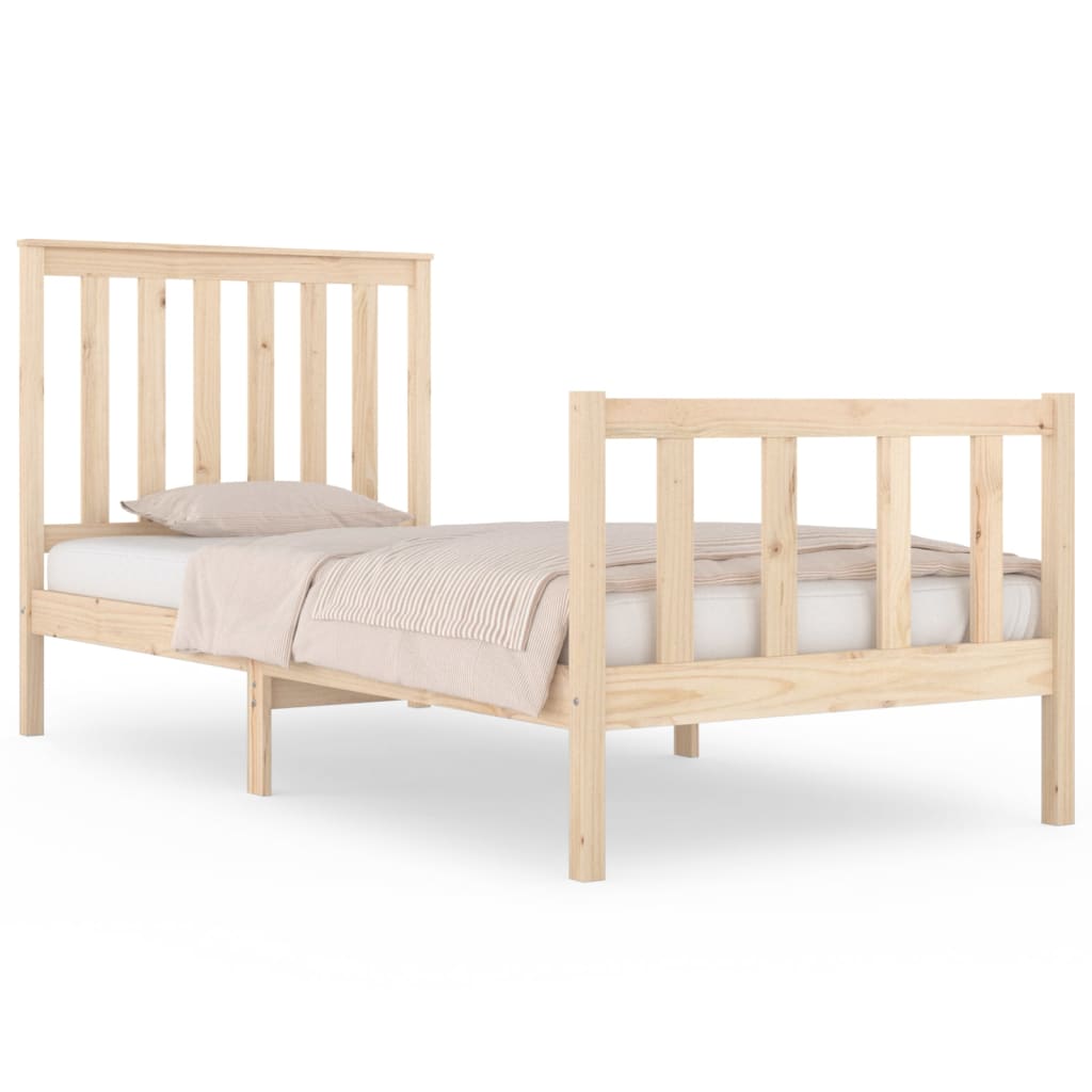 vidaXL Bedframe massief grenenhout zwart 75x190 cm