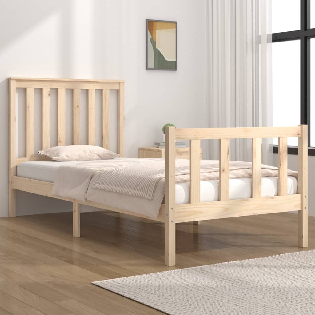 vidaXL Bedframe massief grenenhout zwart 75x190 cm