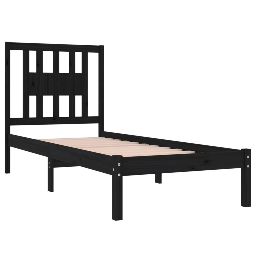 vidaXL Bed frame solid wood black 75x190 cm