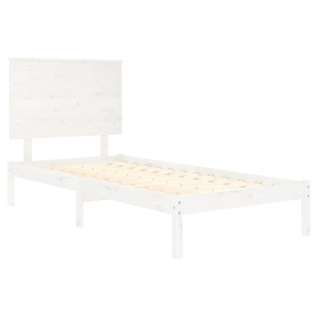 vidaXL Bedframe massief hout wit 90x190 cm