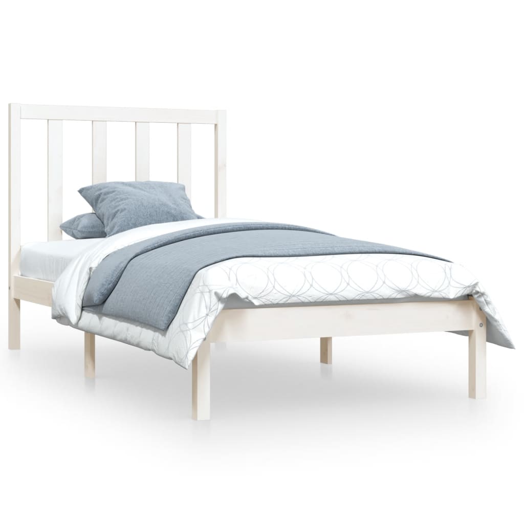 vidaXL Bedframe massief grenenhout wit 75x190 cm