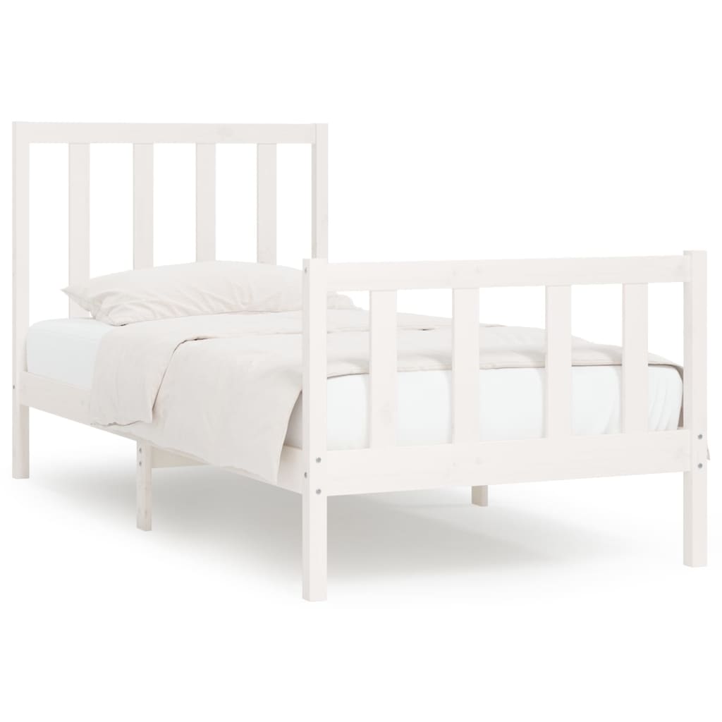 vidaXL Bed Frame Solid Wood White 75x190 cm