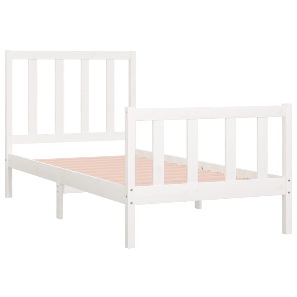 vidaXL Bed Frame Solid Wood White 75x190 cm