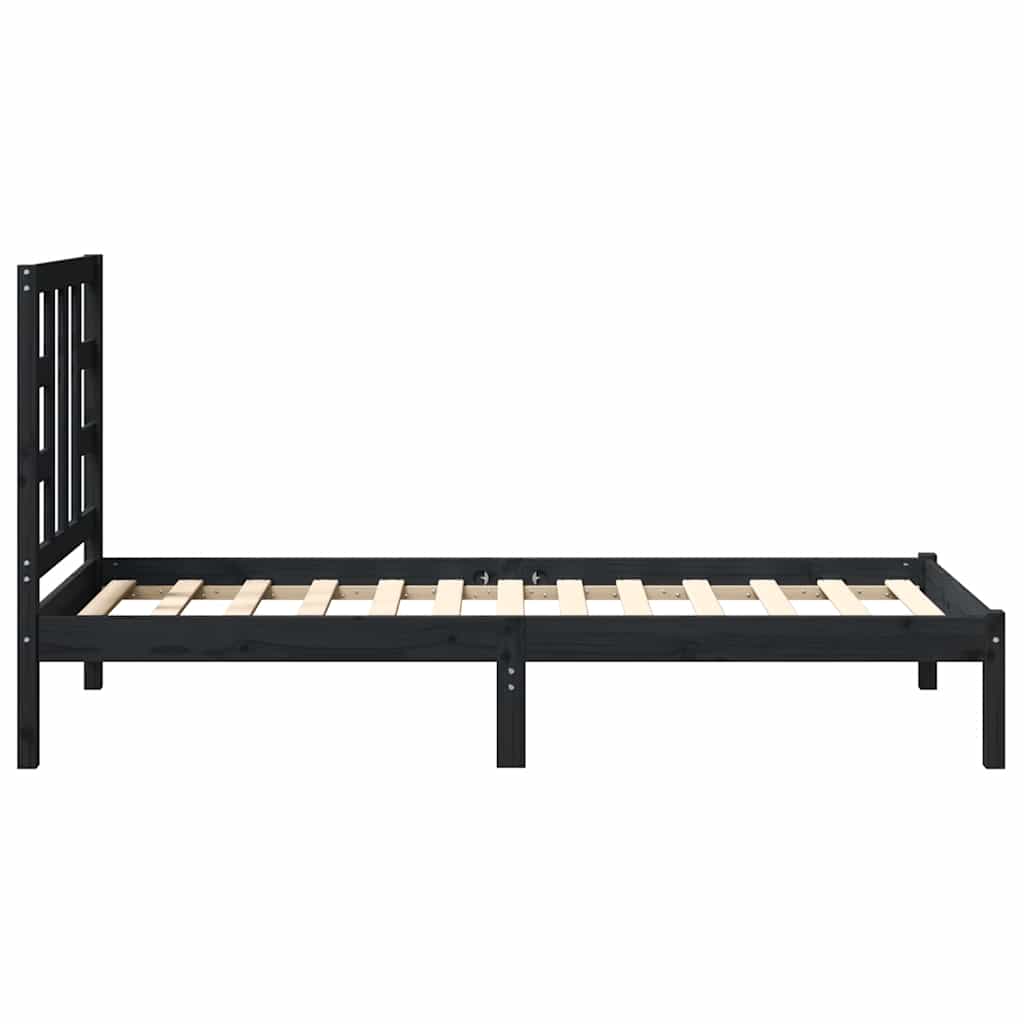 vidaXL Bed frame solid wood black 75x190 cm