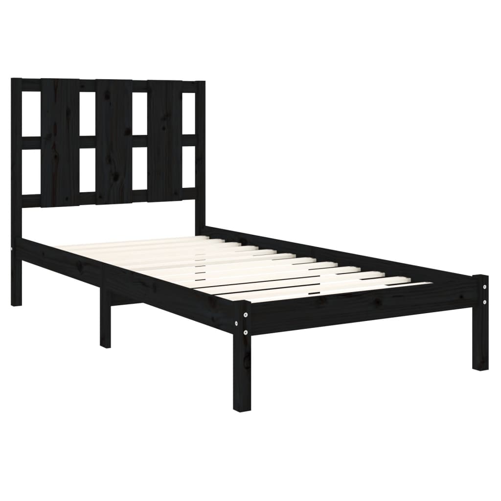vidaXL Bedframe massief hout zwart 75x190 cm