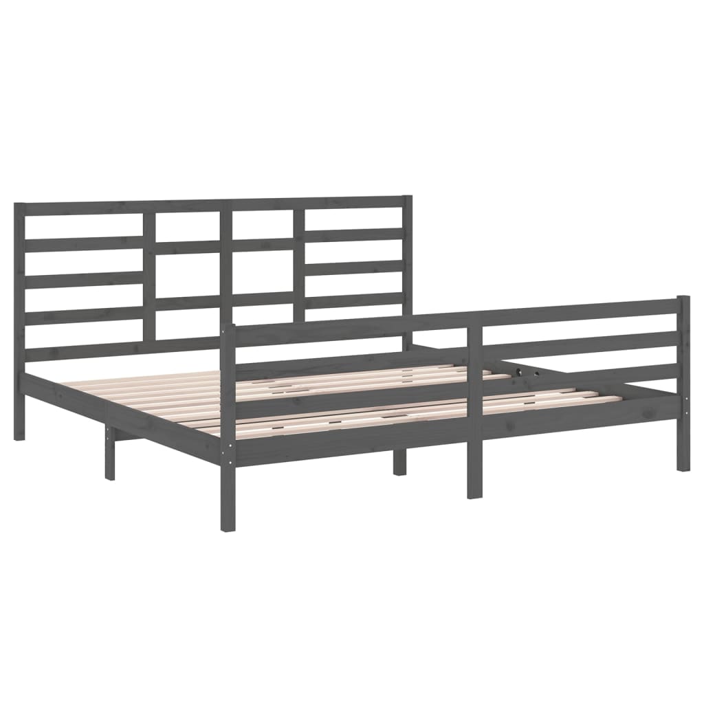 vidaXL Bedframe massief hout grijs 200x200 cm