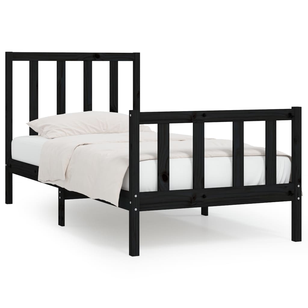 vidaXL Bed Frame Solid Wood Black 180x200 cm