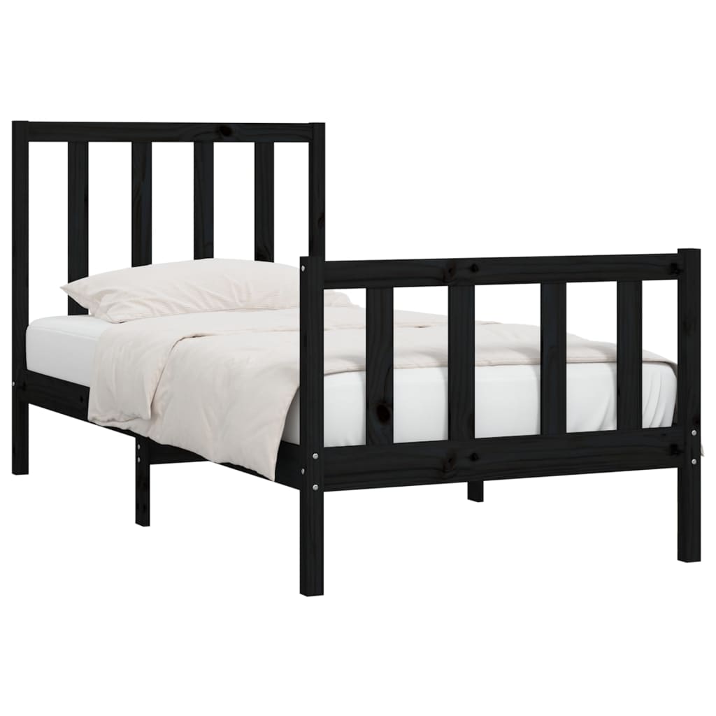 vidaXL Bed Frame Solid Wood Black 180x200 cm