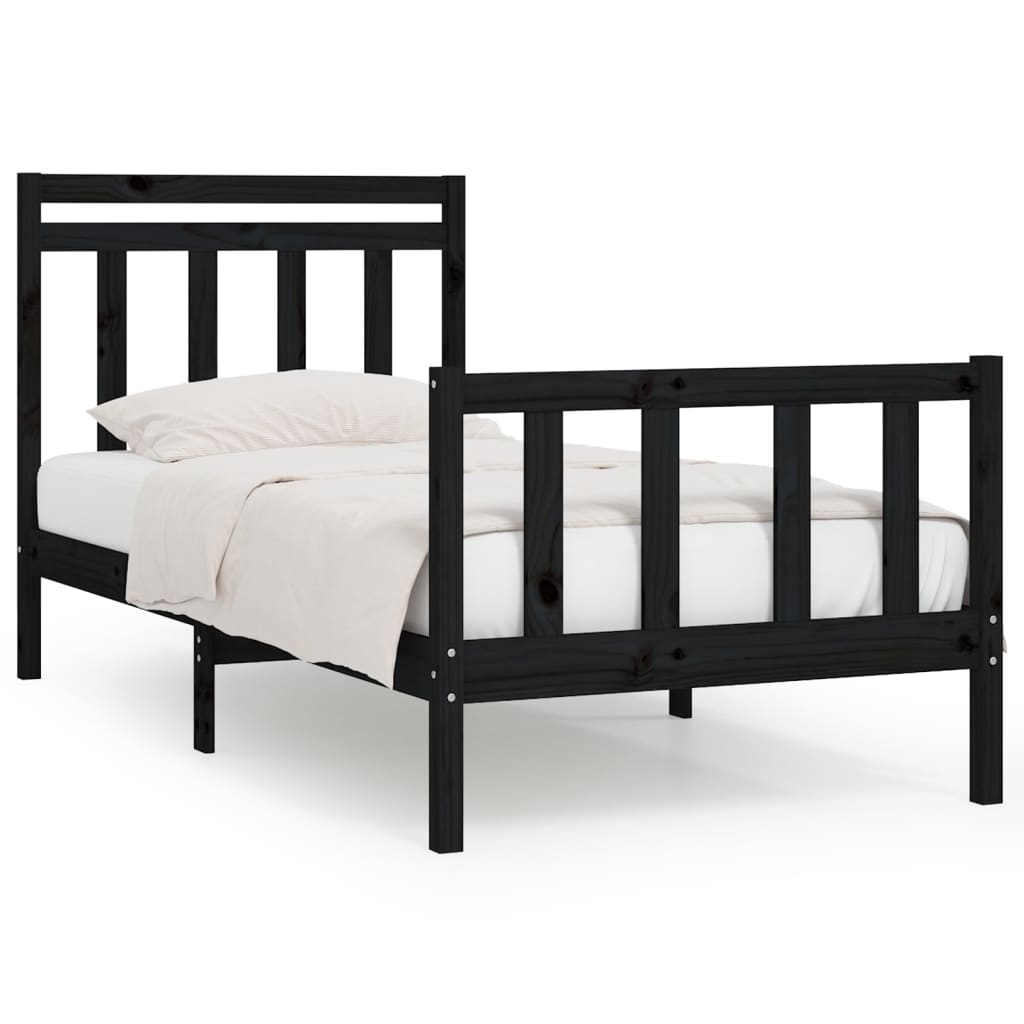vidaXL Bed Frame Solid Pine Wood Black 100x200 cm