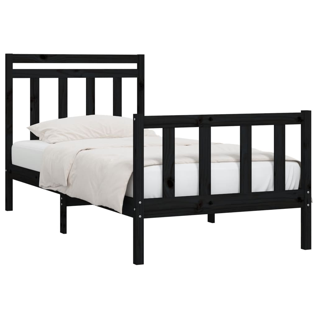 vidaXL Bed Frame Solid Pine Wood Black 100x200 cm