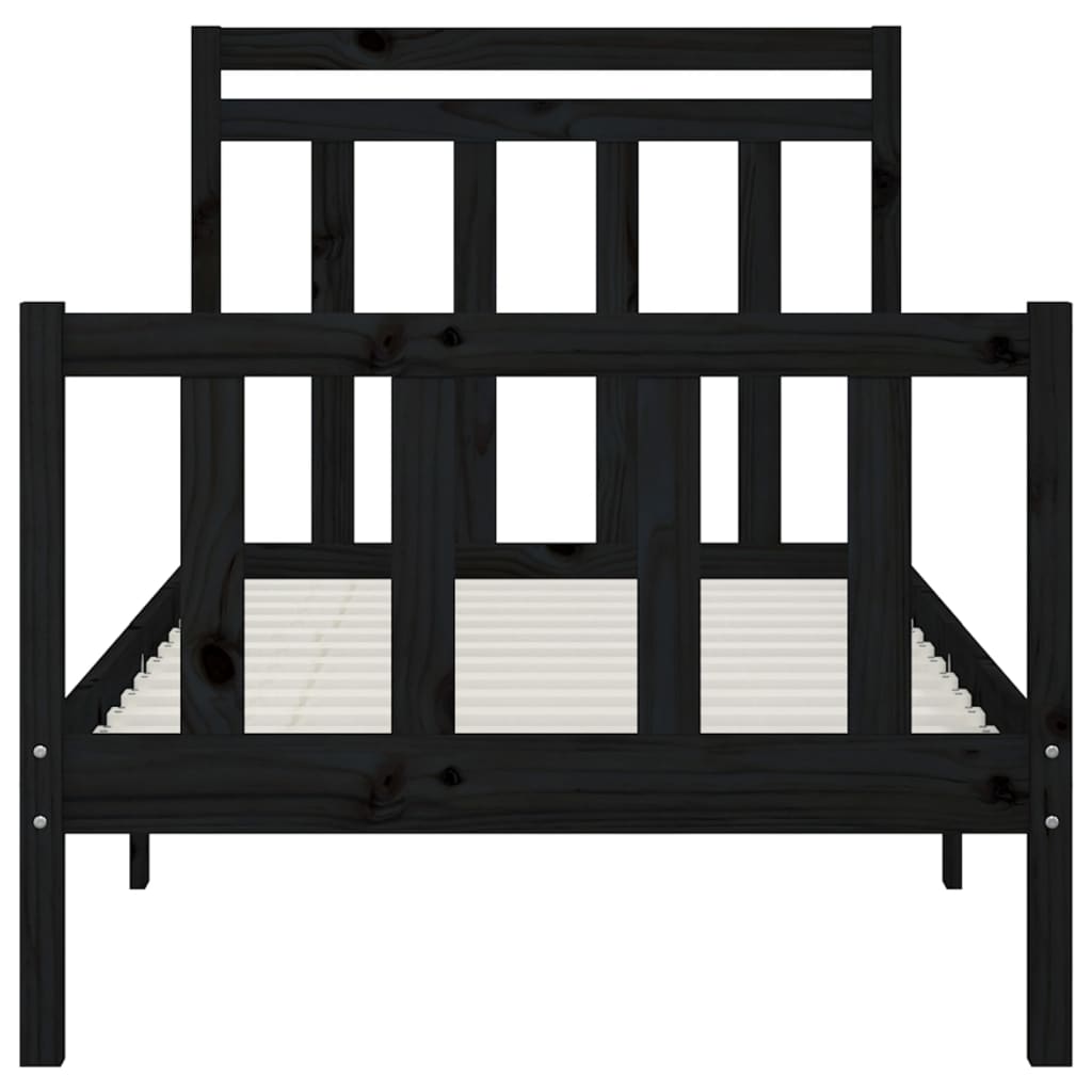 vidaXL Bed Frame Solid Pine Wood Black 100x200 cm