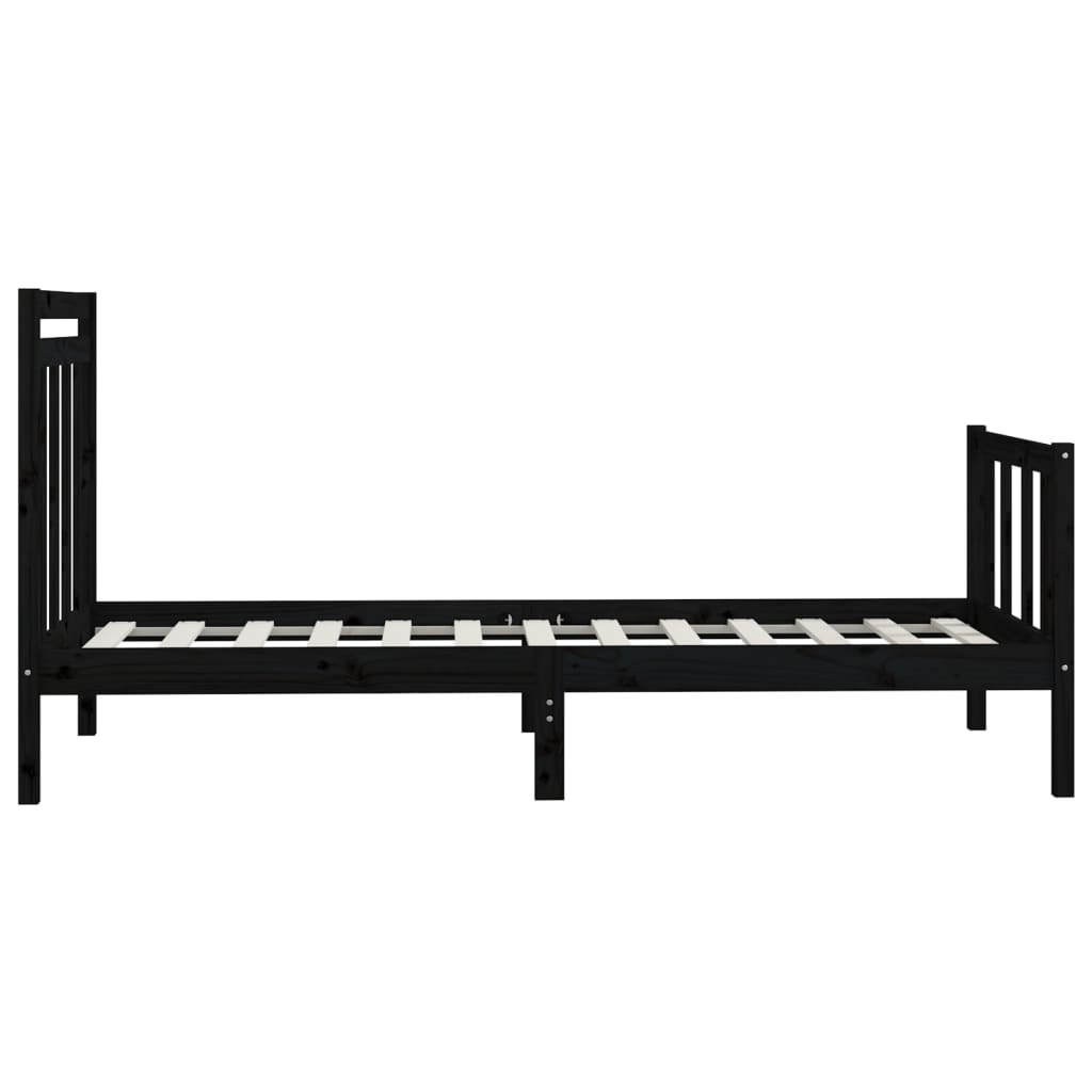 vidaXL Bed Frame Solid Pine Wood Black 100x200 cm