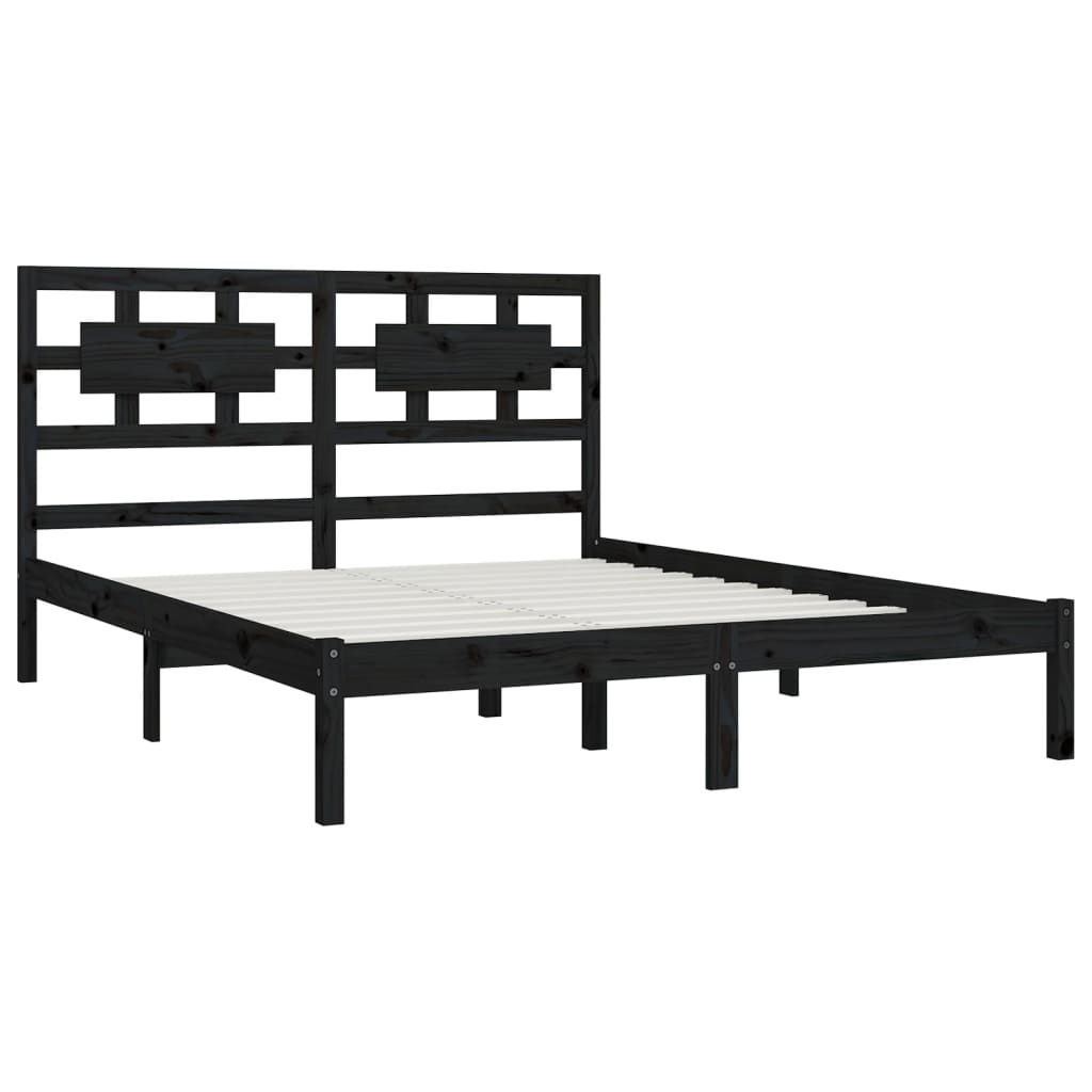vidaXL Cadre de lit massif vert grenenhout noir 200x200 cm