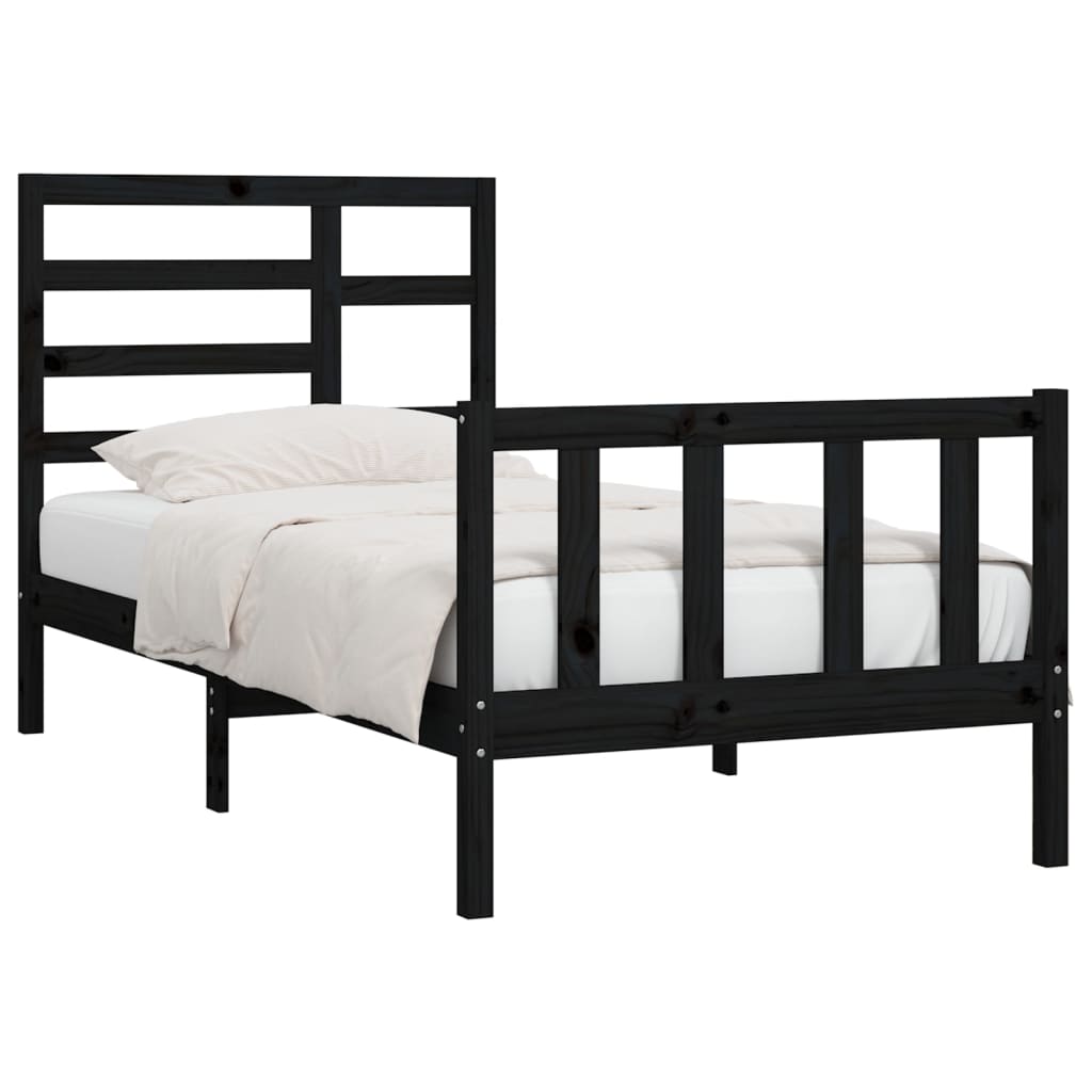 vidaXL Bedframe massief hout zwart 180x200 cm