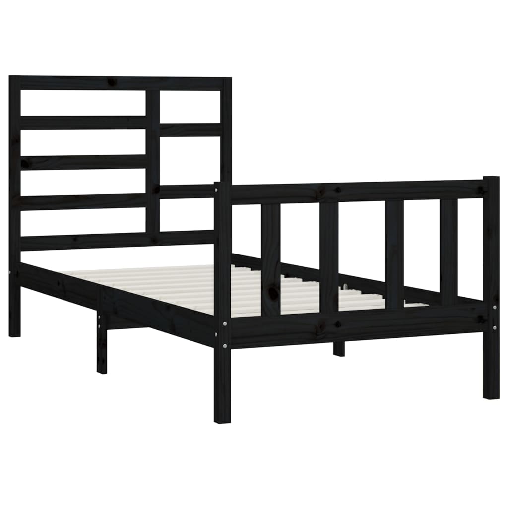 vidaXL Bedframe massief hout zwart 180x200 cm