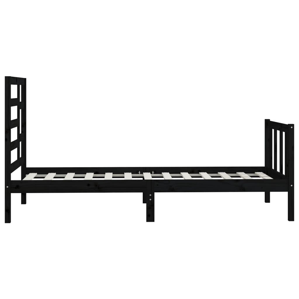 vidaXL Bedframe massief hout zwart 180x200 cm