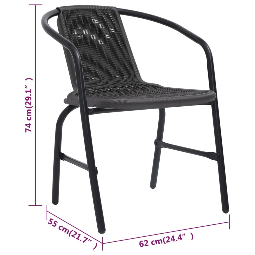 vidaXL Garden Chairs 4 pcs 110 kg Plastic Rattan and Steel