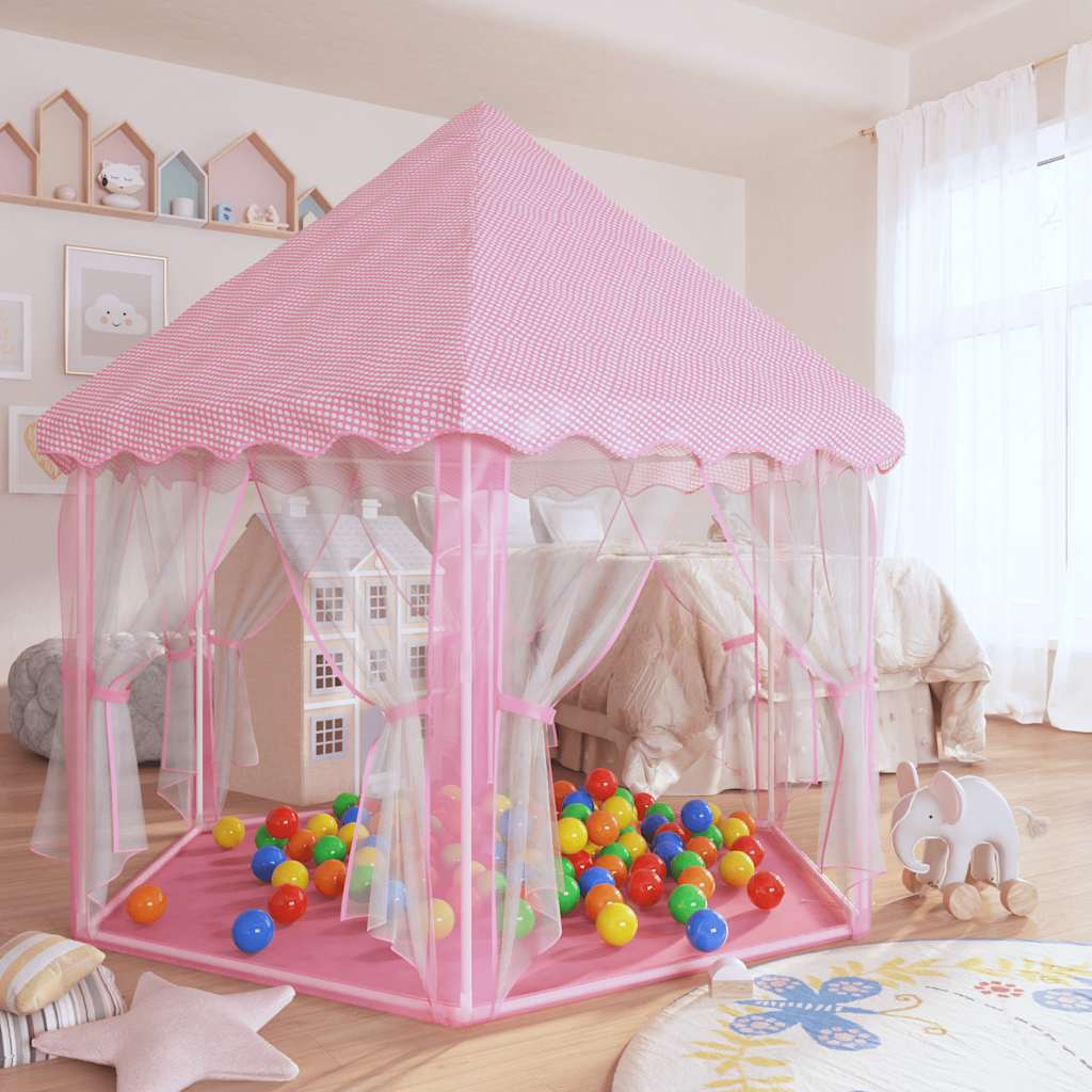 vidaXL Prinsessenspeeltent met 250 Ballen 133x140 cm roze