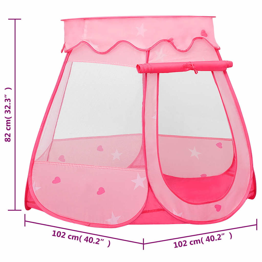 vidaXL Tente pour enfants avec 250 balles 102x102x82 cm rose