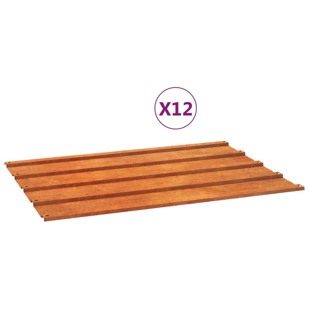 vidaXL Roofing Panels 12 pcs 60x44 cm Corten Steel Rusty
