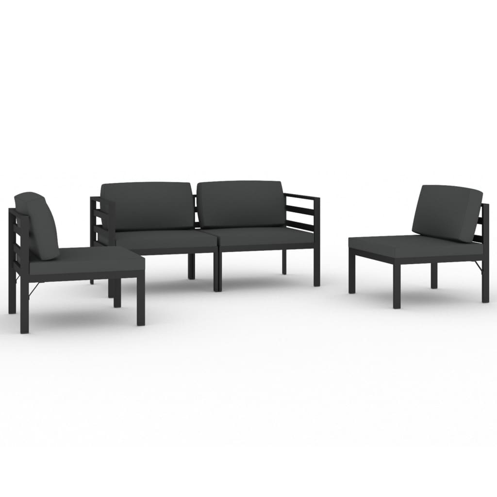 vidaXL 4-delige Loungeset met kussens aluminium antracietkleurig
