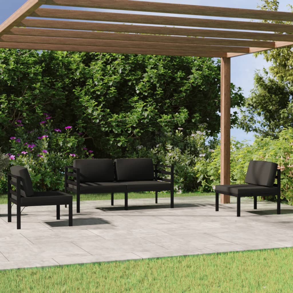 vidaXL 4-delige Loungeset met kussens aluminium antracietkleurig