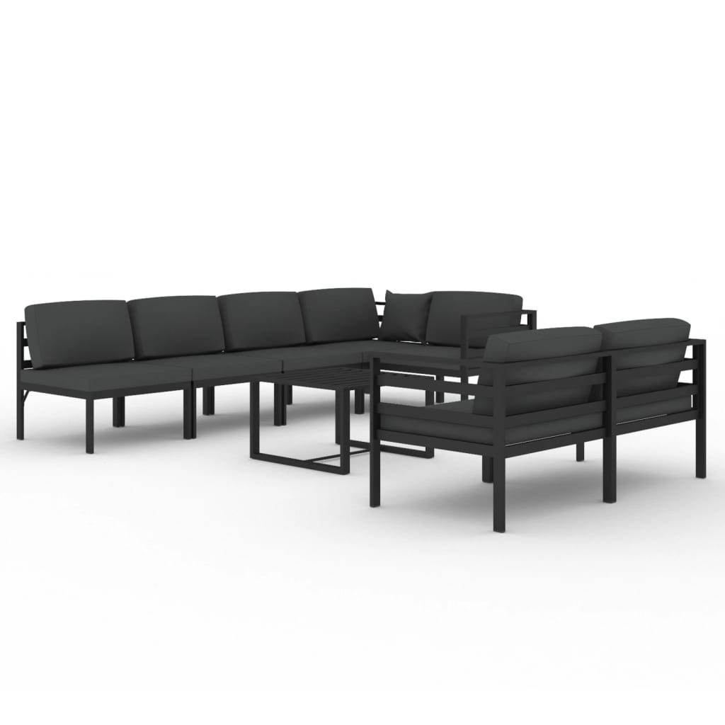 vidaXL 8-delige Loungeset met kussens aluminium antracietkleurig