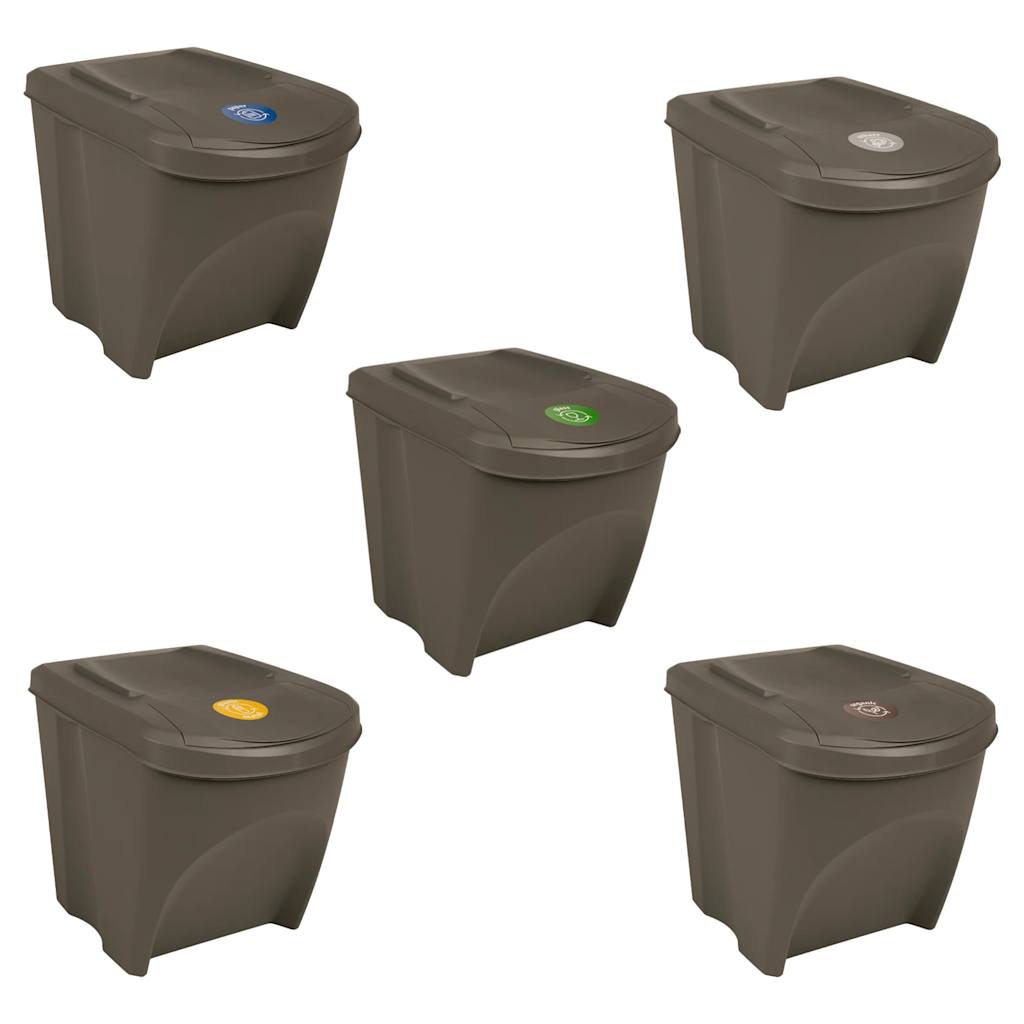vidaXL Stackable Trash Cans 3 pcs 75 L Polypropylene Grey