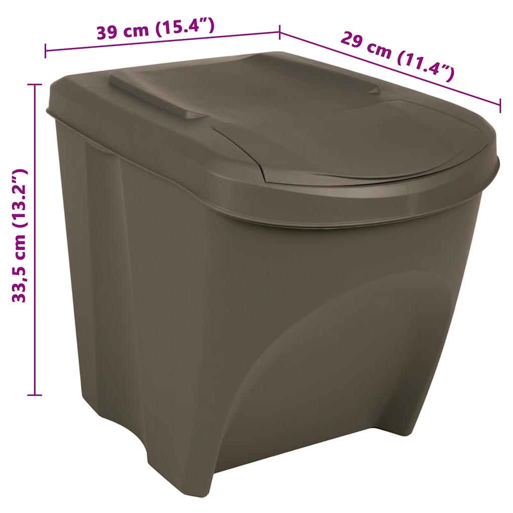 vidaXL Stackable Trash Cans 3 pcs 75 L Polypropylene Grey
