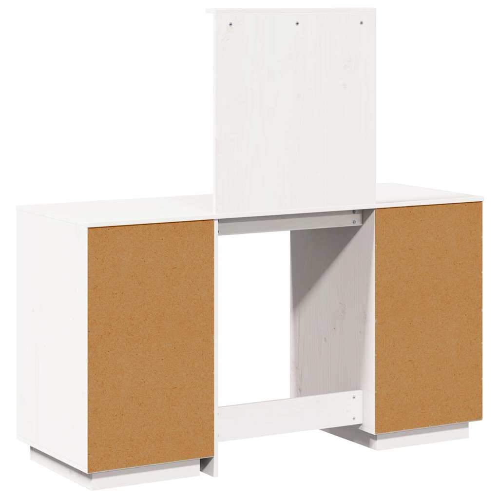 vidaXL Dressing Table Set with Mirror Solid Pine Wood White