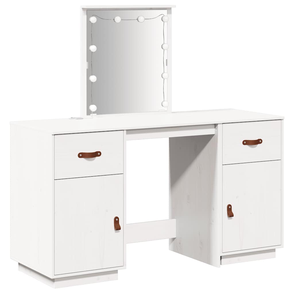 vidaXL Kaptafelset met LED massief grenenhout wit