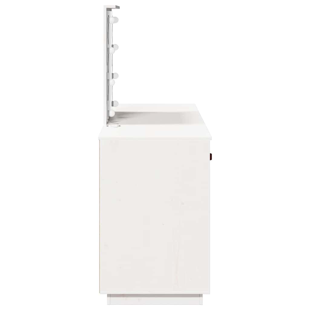 vidaXL Kaptafelset met LED massief grenenhout wit