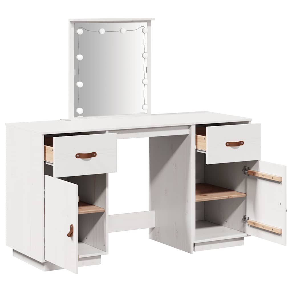 vidaXL Kaptafelset met LED massief grenenhout wit