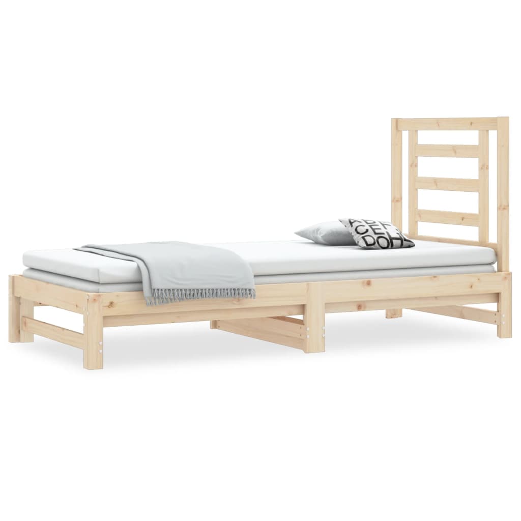 vidaXL Slaapbank uitschuifbaar 2x(90x200) cm massief grenenhout