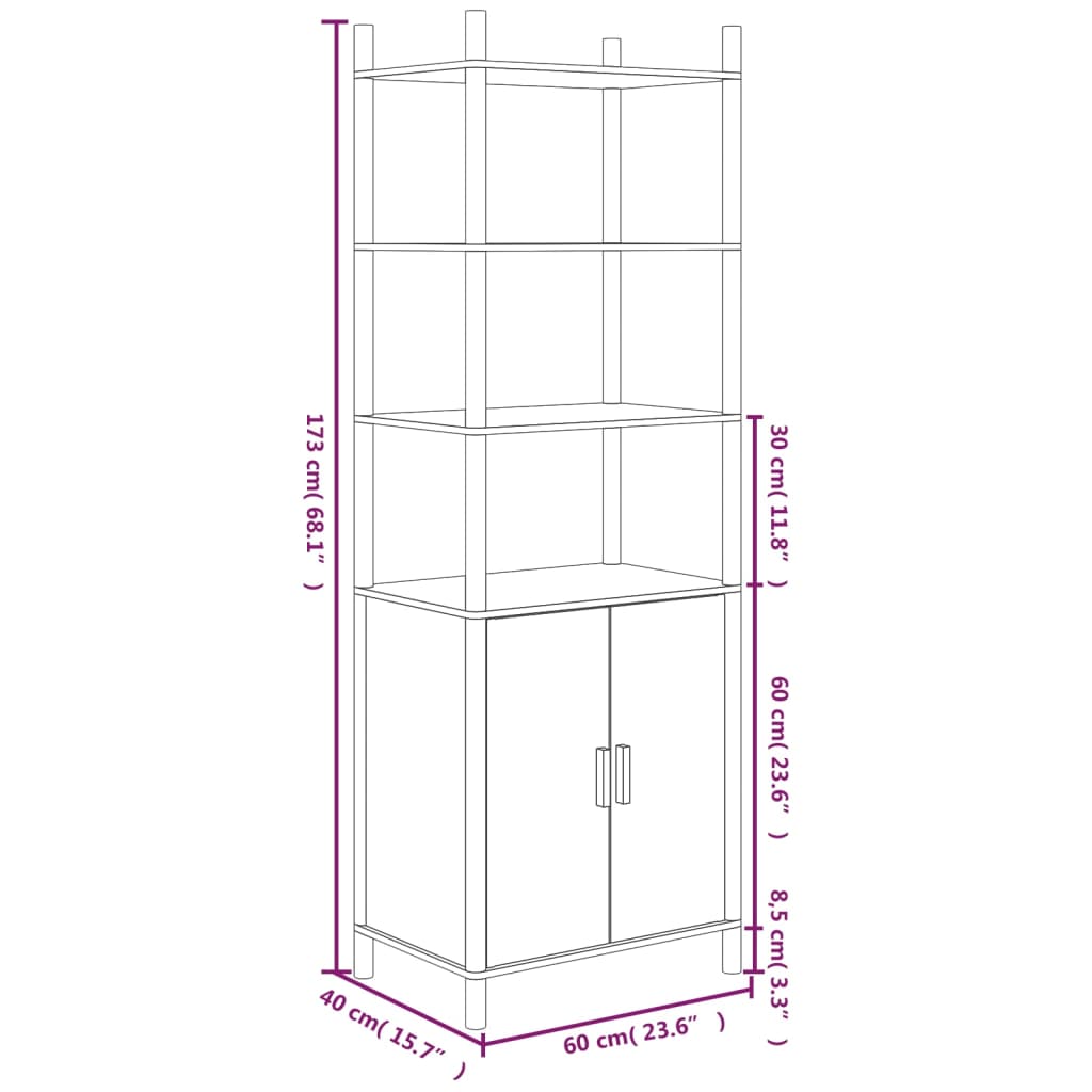 vidaXL Hoge kast 60x40x173 cm bewerkt hout wit