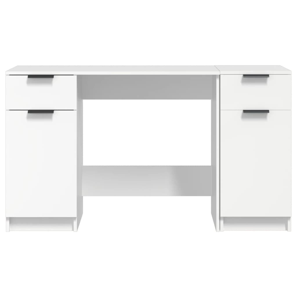 vidaXL Bureau met bijzetkast bewerkt hout wit
