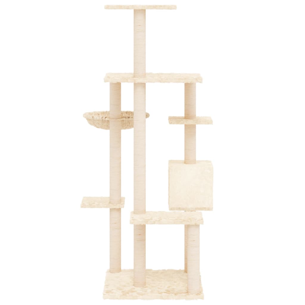 vidaXL Cat tree with sisal scratching posts 142 cm cream