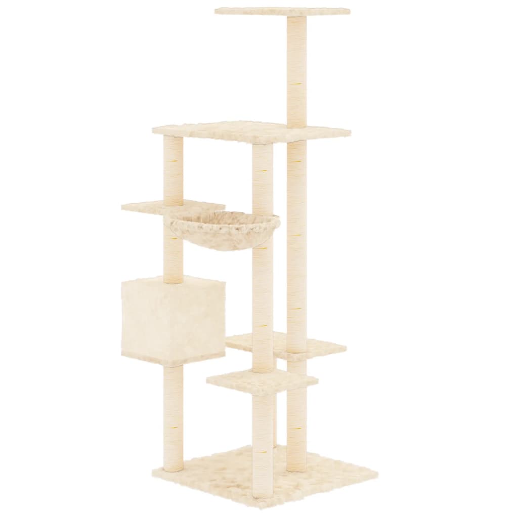 vidaXL Cat tree with sisal scratching posts 142 cm cream