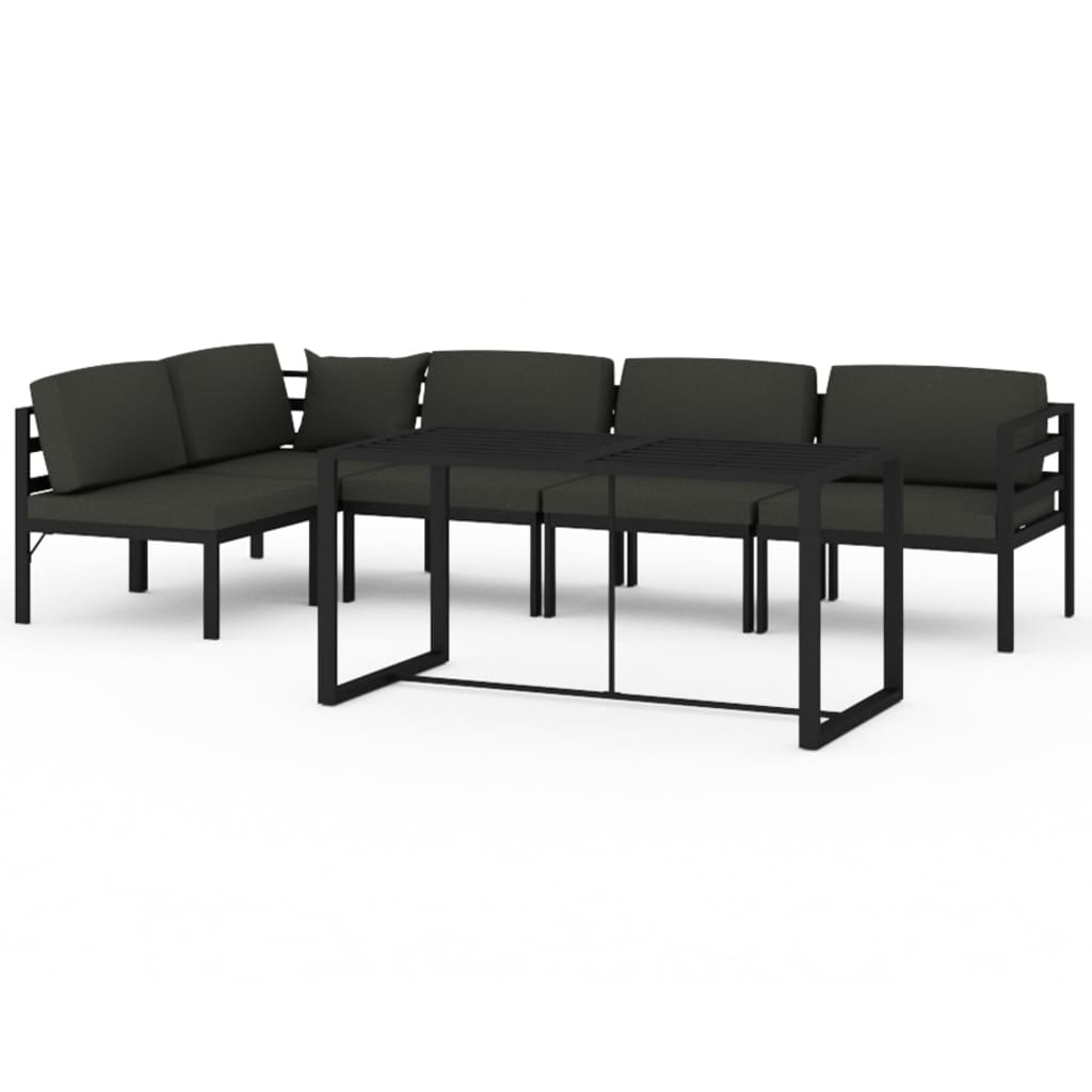 vidaXL 6-delige Loungeset met kussens aluminium antracietkleurig