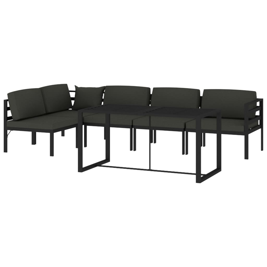 vidaXL 6-delige Loungeset met kussens aluminium antracietkleurig